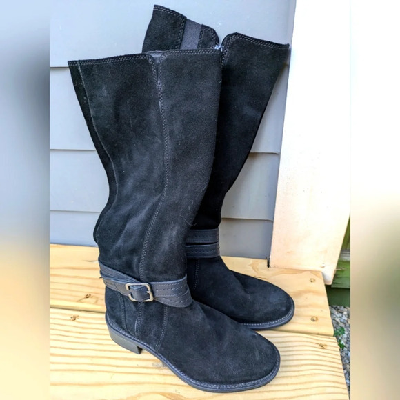 Clark's May Shine Black Suede Boots - Picture 2 of 10